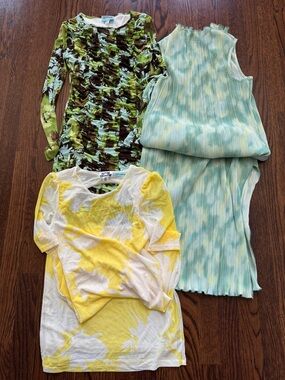 ☮️☮️ FUTURE COLLECTIVE Three Women’s Dresses Set - Green, Mint, Yellow